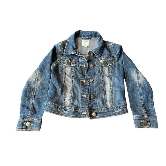 The Children's Place Girls Distressed Faded Stretch Jean Jacket Blue Size M/M - Picture 1 of 10